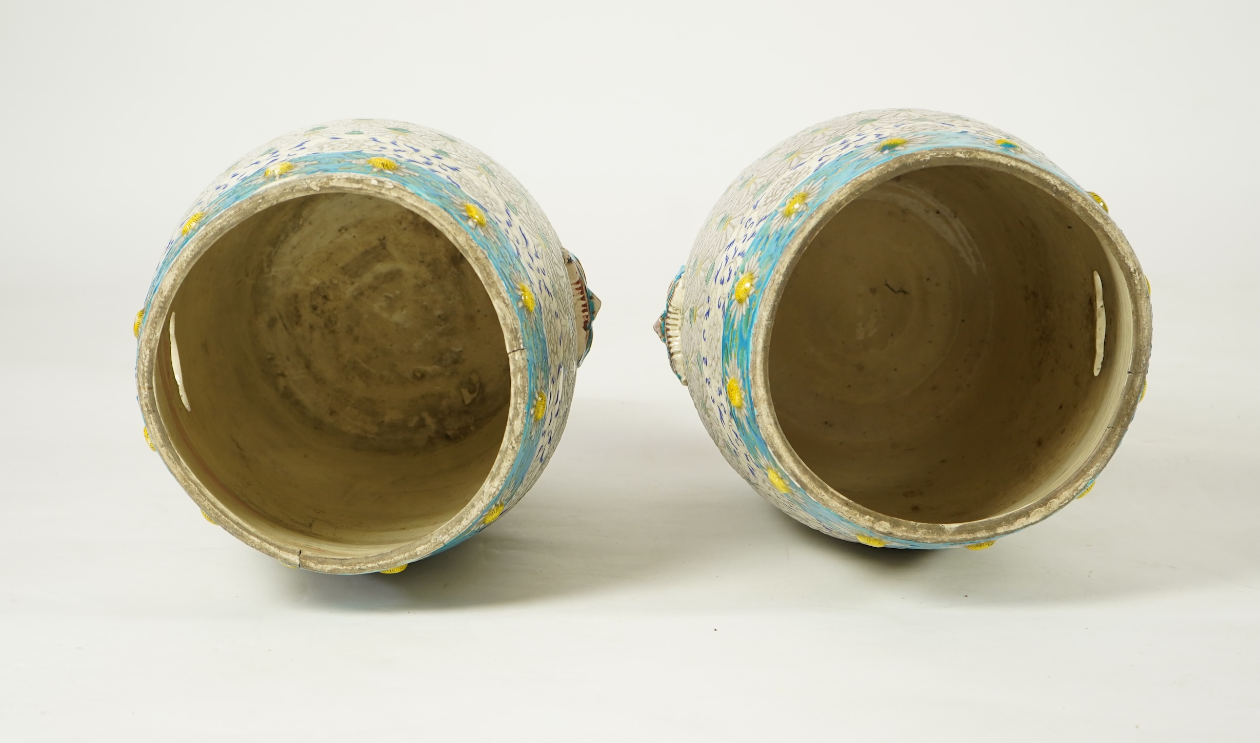 A pair of unusual Japanese Satsuma pottery garden seats, early 20th century